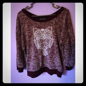 Maroon Almost Famous owl blouse